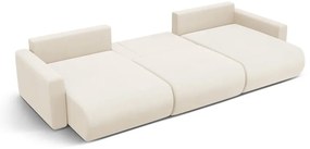 Divano angolare beige allungabile con contenitore (a U) e rivestimento in velluto Belfast – Cosmopolitan Design