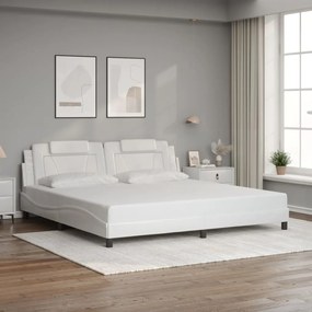 Giroletto Con Testiera Bianco 200x200 Cm İn Similpelle /