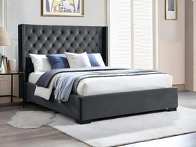 Letto matrimoniale con testiera capitonné 160 x 200 cm in Velluto Grigio MASSIMO