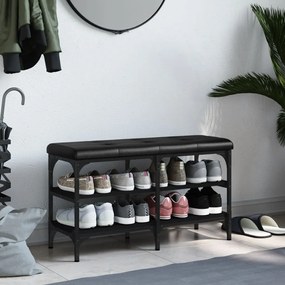 Panca porta scarpe nera 82x32x47 cm in legno multistrato
