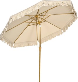Ombrellone da Giardino Ø265x235,5 cm  in Acciaio e Poliestere Cachi...