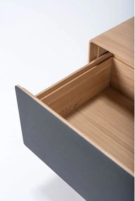 Mobile TV nero-color legno naturale in legno di quercia 160x48 cm Fina - Gazzda