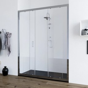 Porta doccia doppia anta scorrevole 160 cm trasparente Olmo