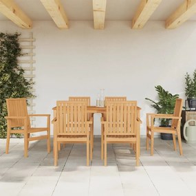 Set Da Pranzo Da Giardino 7 Pz İn Legno Massello Di Teak /
