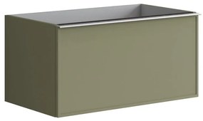 Mobile da bagno sotto lavabo Pixel frame frontale verde salvia e maniglia alluminio brillante laccato L 80 x H 40 x P 45.5 cm 2 cassetti, lavabo non incluso