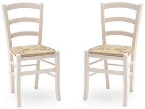 Sedie in legno faggio Bianco seduta paglia - VENEZIA SET DA 2