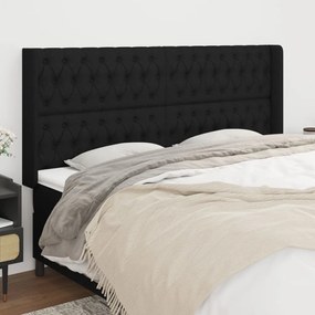 Testiera Ad Orecchio Nera 203x16x118/128 Cm İn Tessuto /