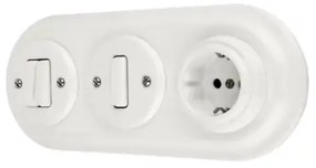 Bohemia-Design - Presa elettrica domestica in porcellana stile retrò senza cornice 250V/16A bianca