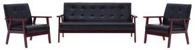 Set Di Divani 3 Pz Nero İn Similpelle /