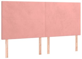 Giroletto a Molle con Materasso Rosa 200x200 cm in Velluto