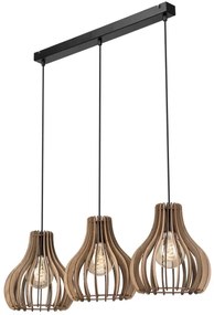 Lampadario a sospensione con filo TUCCI 3xE27/15W/230V quercia/nero