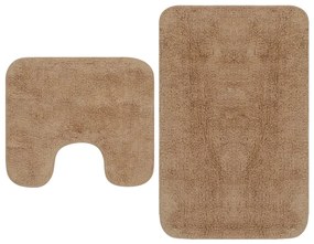 Set Tappetini Per Bagno 2 Pz İn Tessuto Beige /