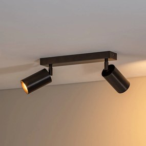 Faretto da soffitto Sado, a 2 luci, antracite, acciaio, orientabile Sado Argon, dimmerabile, Nero, Soggiorno / Sala da pranzo, Metallo, Moderno, Faretto
