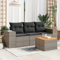 Set Divani da Giardino 4 pz con Cuscini in Polyrattan Grigio 3225318