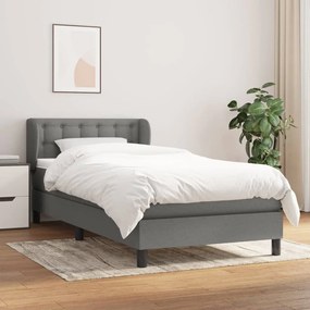 Giroletto A Molle Con Materasso Grigio Scuro 100x200 Cm Tessuto /