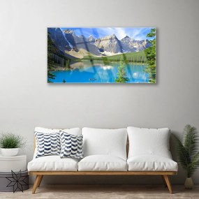 Quadro in vetro Paesaggio forestale del lago di montagna 100x50 cm