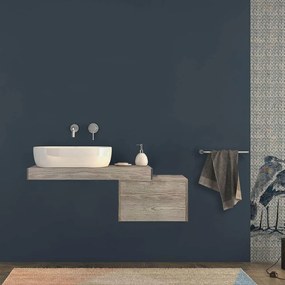 Mensolone bagno 90 cm Rovere sbiancato con cassettone da 50 cm