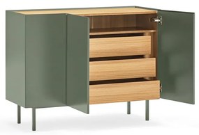 Cassettiera bassa verde effetto rovere 110x85 cm Arista - Teulat