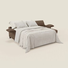 Primula divano letto angolare con materasso H18 cm - penisola contenitore in tessuto smacchiabile T05 marrone