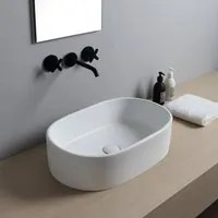 Lavabo d'appoggio di Nero Ceramica bianco opaco senza troppo pieeno altezza 14 cm