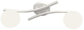 Plafoniera 2 Luci Hel In Accciaio Bianco E Sfere In Vetro Bianco