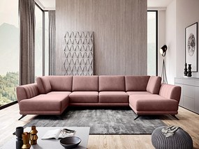 Divano letto matrimoniale angolare Melbourne - Tessuto rosa