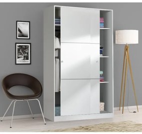 Armadio Guardaroba A 2 Ante Scorrevoli 120 Cm Con Barra Appendiabiti Bianco Lucido TOP