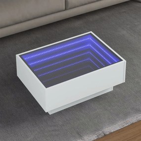 Tavolino Salotto Con Led Bianco 70x50x30 Cm Legno Multistrato /