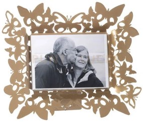 Portafoto di design farfalloso orizzontale oro laccato in ferro e p...