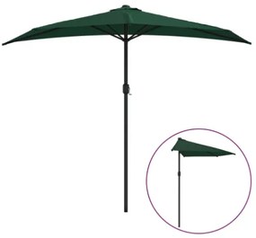 Ombrellone da Balcone Palo in Alluminio Verde 270x144 cm a Metà