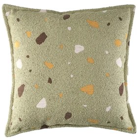Cuscino per divano da bambini verde con rivestimento in bouclé e ciniglia Terrazzo Block – Wigiwama