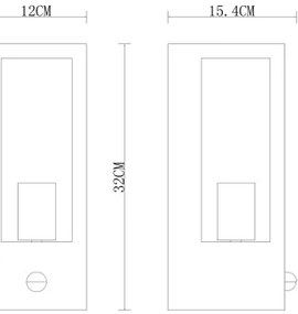 Globo 31980S-Applique da esterno con sensore GUNDULA 1xE27/60W/230V IP44