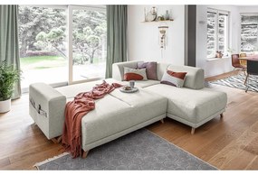 Divano angolare beige allungabile e con contenitore (penisola a destra/a L) Classy Sophie – Miuform