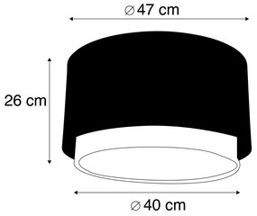 Paralume in tessuto nero 40/47/26 con interno dorato