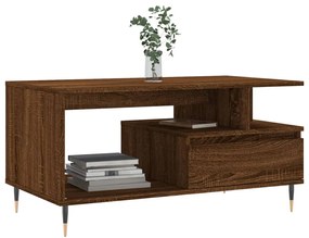 Tavolino salotto rovere marrone 90x49x45 cm legno multistrato