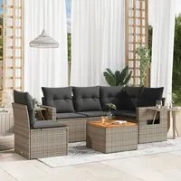 Set Divano da Giardino 6 pz con Cuscini Grigio in Polyrattan 3256900