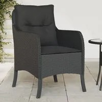 Sedie da Giardino con Cuscini 2 pz Nere in Polyrattan 365145