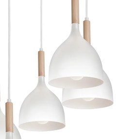 Lampadario a sospensione con filo NOAK WOOD 5xE27/60W/230V bianco/legno