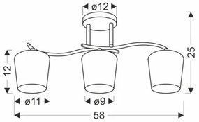 Lampadario a sospensione con supporto rigido ESNYR 3xE27/40W/230V nero/bianco