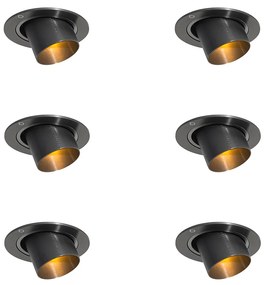 Set di 6 faretti da incasso color canna di fucile GU10 35mm rotondi orientabili - Installa