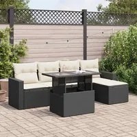 Set Divano da Giardino 6 pz con Cuscini Nero in Polyrattan 3326297