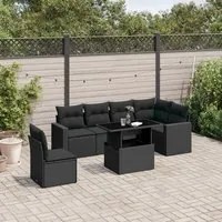 Set Divani da Giardino con Cuscini 7pz Nero Polyrattan 3267305