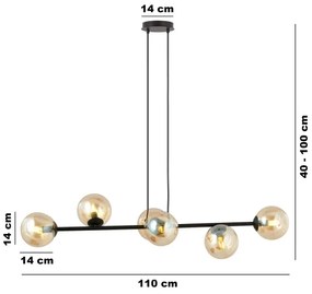 Lampadario a sospensione con filo ROSSI 6xE14/10W/230V nero/beige