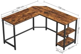 Scrivania angolare SOLEA marrone/nero