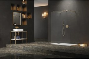 Kamalu - Parete doccia walk-in 140cm finitura oro satinato | KW3000R