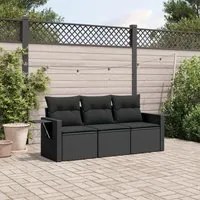 Set Divani da Giardino 3 pz con Cuscini in Polyrattan Nero 3219854