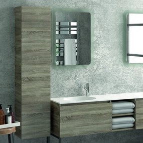 Composizione bagno 175cm, composta da mobile con lavabo doppio, due specchi led e colonna SP-175C - KAMALU