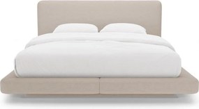 Letto matrimoniale imbottito marrone chiaro 200x200 cm Linea – Micadoni
