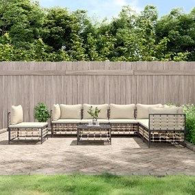 Set divani da giardino 8 pz con cuscini antracite in polyrattan