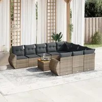 Set Divani da Giardino 11 pz con Cuscini in Polyrattan Grigio 3257516